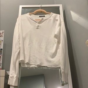 White Button Up Brandy Melville Long Sleeve Shirt
